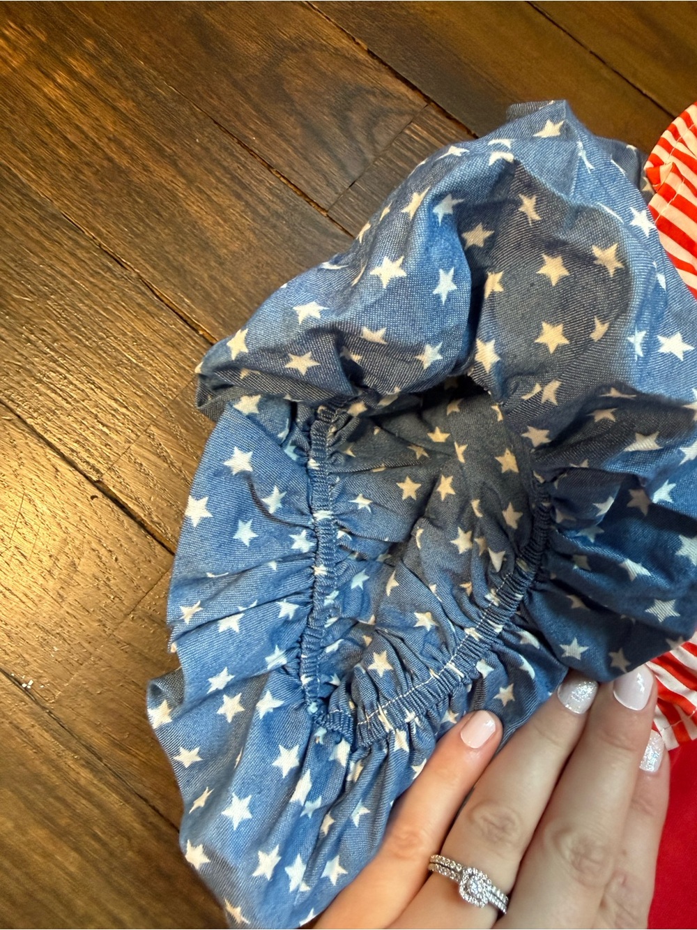 Amazon Red Top with Blue Star and Stripe Ruffle Sleeves - Picture 8 of 9